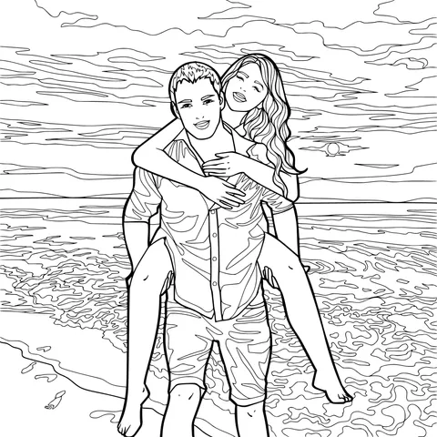 Sweet Piggyback Ride on the Beach