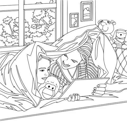 Parent - child tablet time under the covers