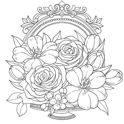 镜框中的花卉组合