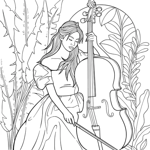Woman in Red and Cello