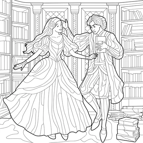 Princess and Gentleman in the Library