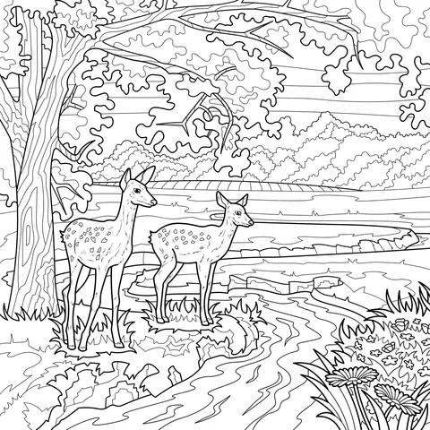 Deer by the Stream