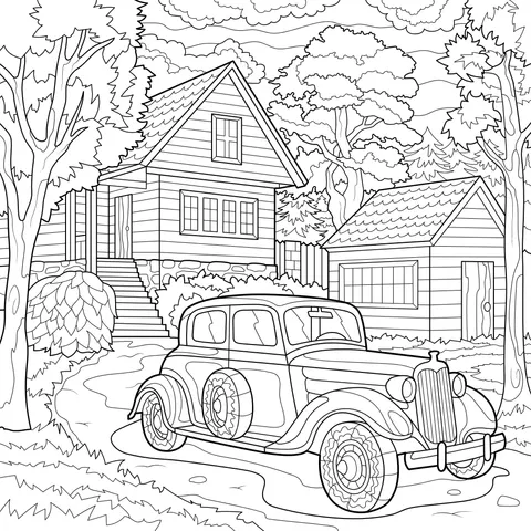 Vintage car on a country path