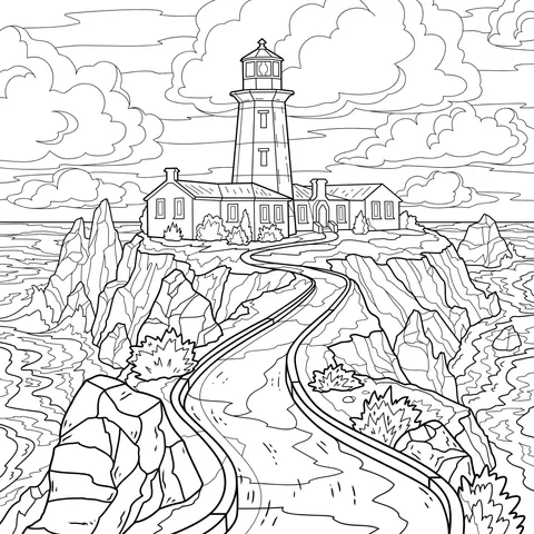 Lighthouse and Road on the Cliff