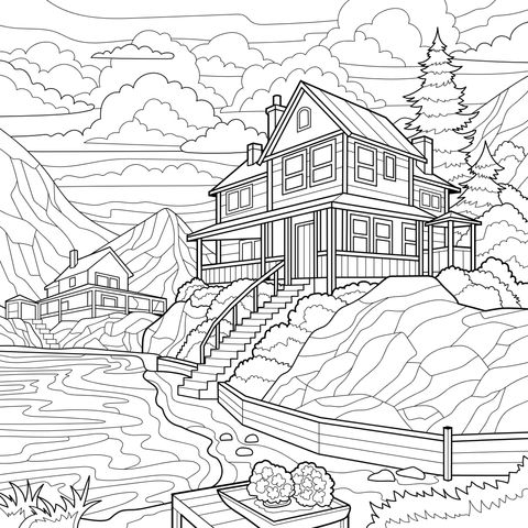 湖畔山间的梦幻小屋