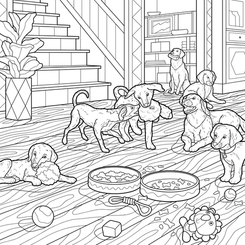 Dogs Playing Indoors