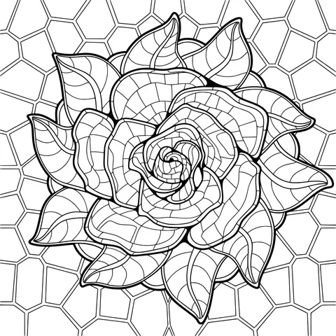 Stained - glass style rose flower