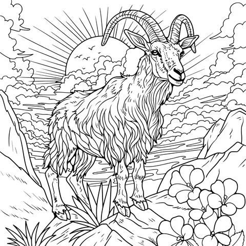Goat under the Mountain Sunrise