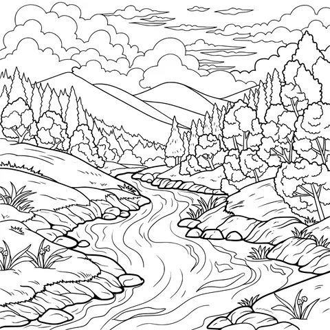 Beautiful Scenery of Mountain Stream