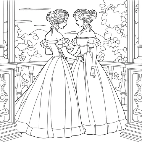 Two ladies in gorgeous gowns