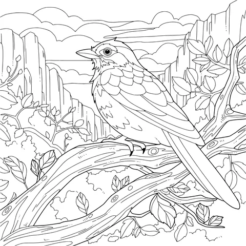 Colorful bird perched on a branch in the canyon