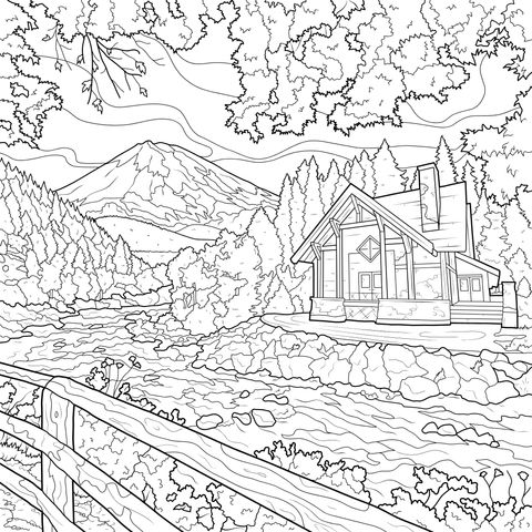 秋日山林中的小屋