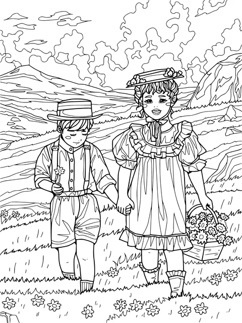 Children Strolling in the Countryside