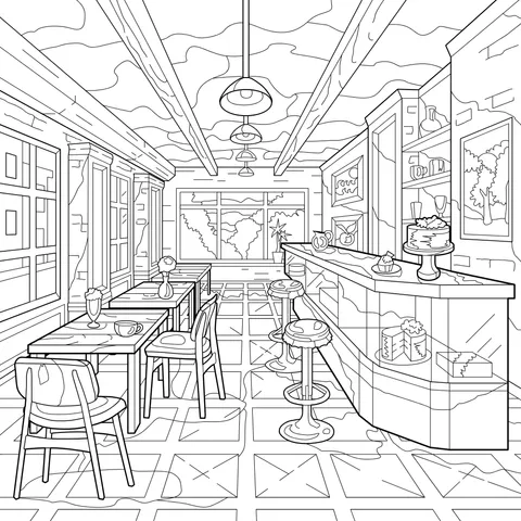 Cozy restaurant interior scene