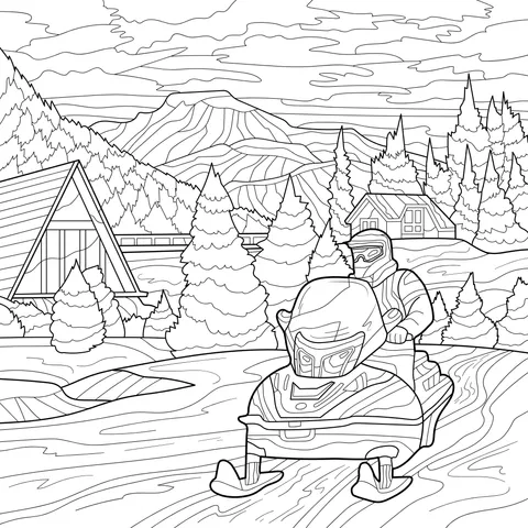 Mountain Journey on a Snowmobile