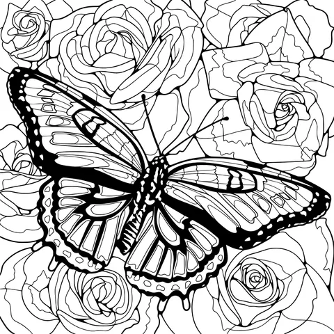 Butterfly and Roses