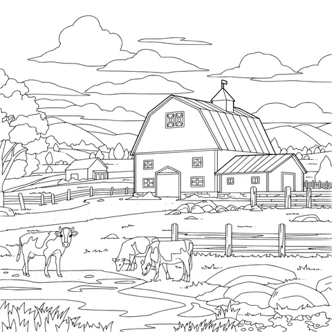 Pastoral Farm Scene