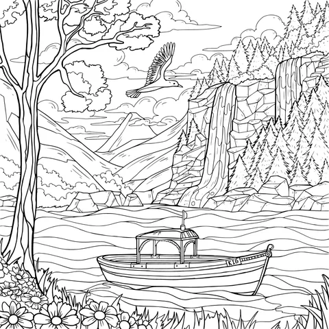 A Boat in the Mountains and Waters