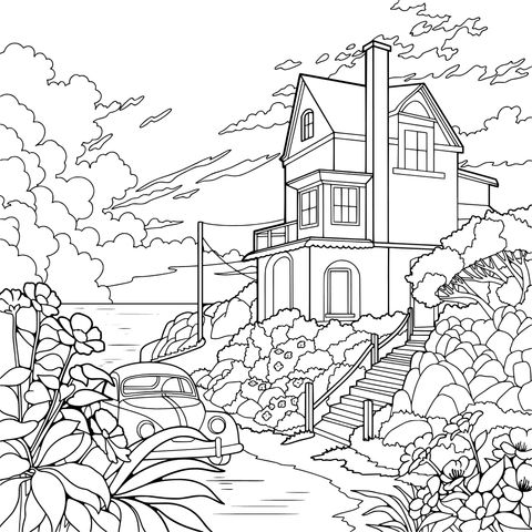 海滨粉屋美景