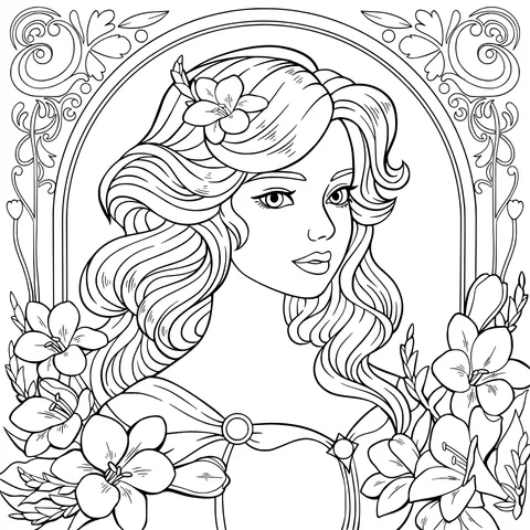 Beautiful Woman with Flower - adorned Blonde Hair