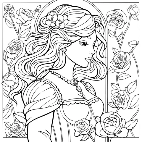An Elegant Woman Surrounded by Roses