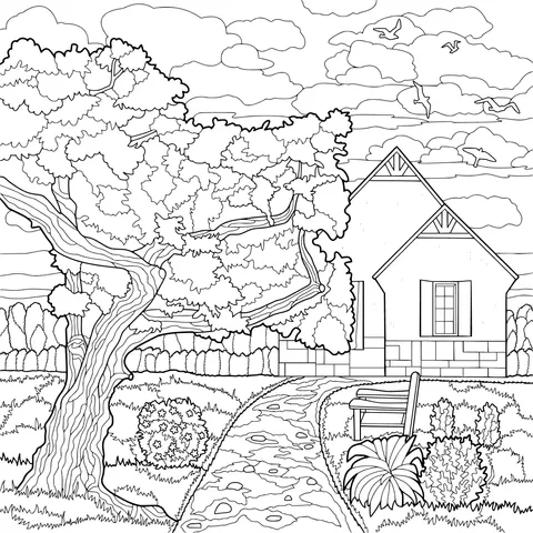 Scenery of a Cottage in the Countryside