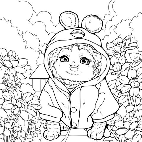 穿着黄色连帽衣的可爱猫咪