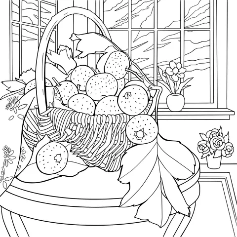 Strawberry Basket on the Table by the Window