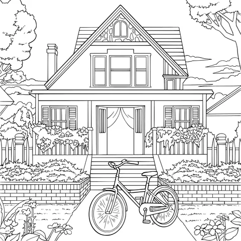Bicycle in Front of a Beautiful House