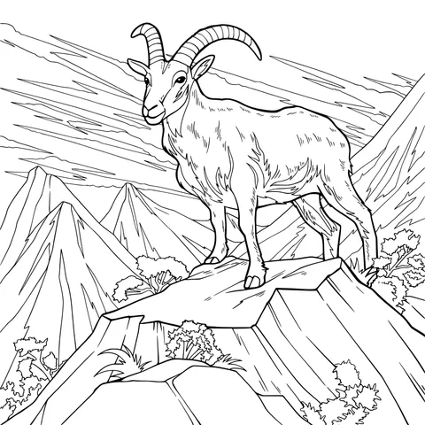 Goat Standing on a Mountain Peak