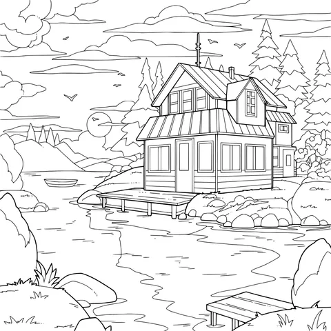 Twilight at the Lakeside Cottage