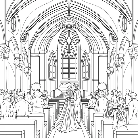 Wedding scene in a church