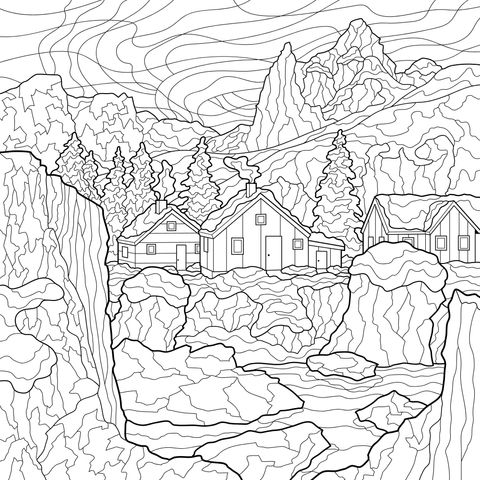 冰雪覆盖的山间小屋