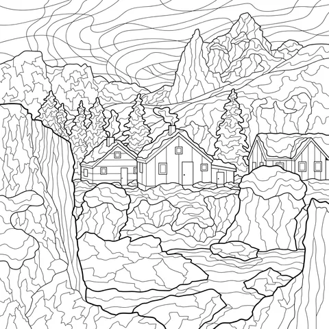 Snow - covered Mountain Cottages