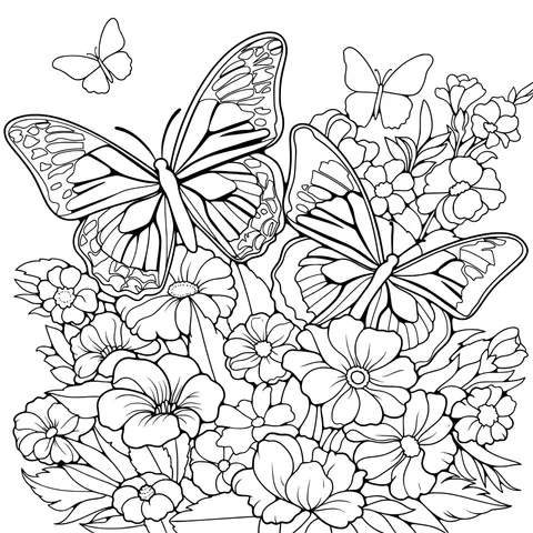 Butterflies in the Flower Bed