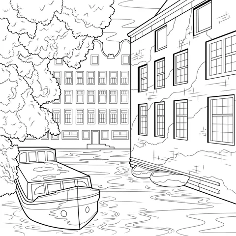 Colorful Buildings and Boats by the Canal