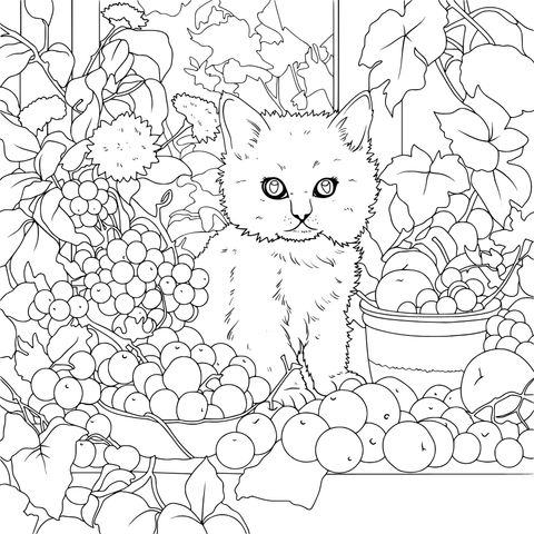 小猫与丰收果实