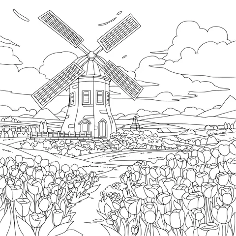 Windmill and Flower Sea