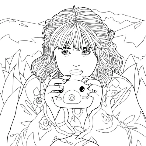 Girl Holding a Pink Camera