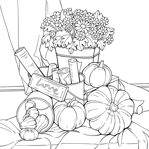 A Cozy Combination of Flowers and Pumpkins