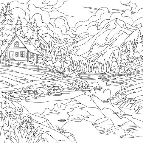 山间湖畔的小屋