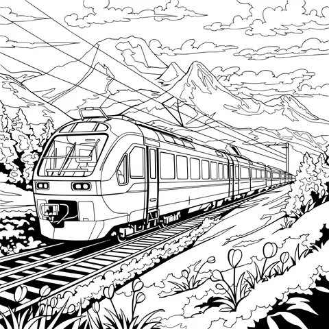 Train traveling in the mountains