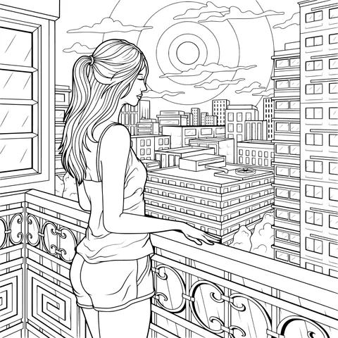 Woman enjoying the view on the balcony