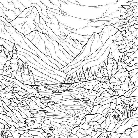 Beautiful Scenery of Mountain Stream