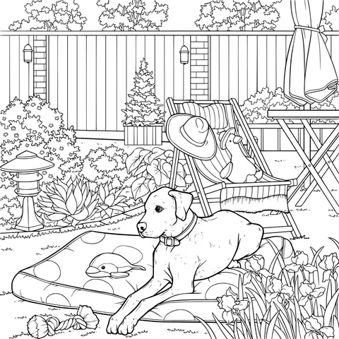 Dog Relaxing in the Garden