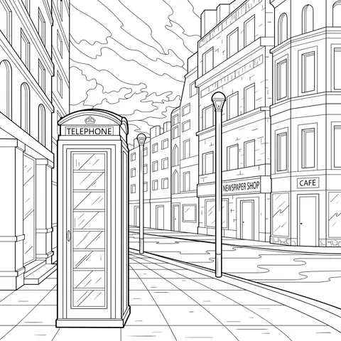 Street and Telephone Booth at Dusk