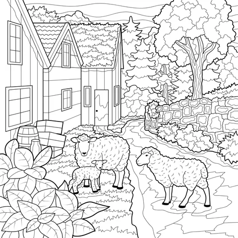 Sheep in the Autumn Countryside