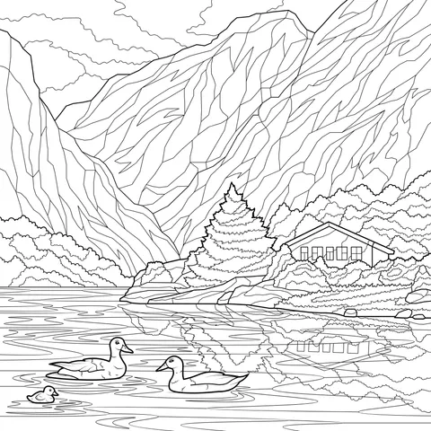 A Cozy Scene by the Mountain Lake