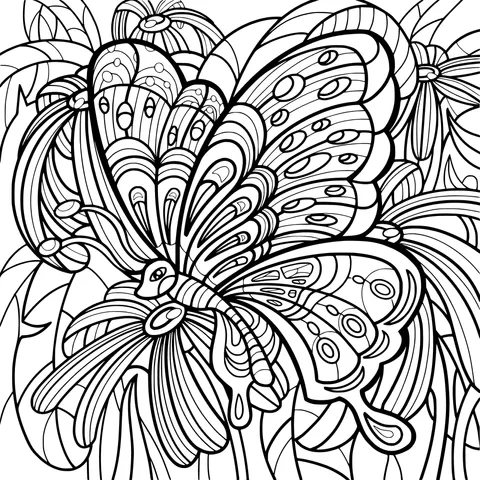 Colorful Butterfly and Flowers