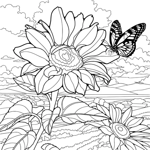 Sunflower and Butterfly